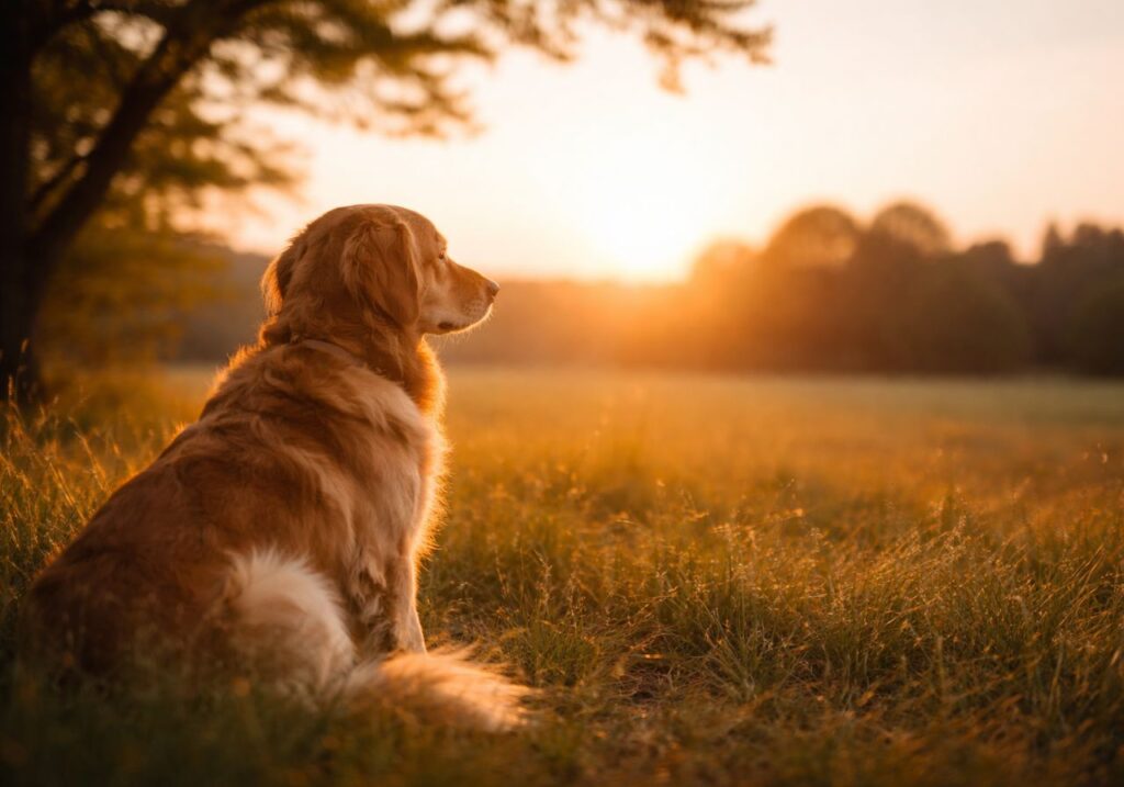 Hund im Licht der Abendsonne