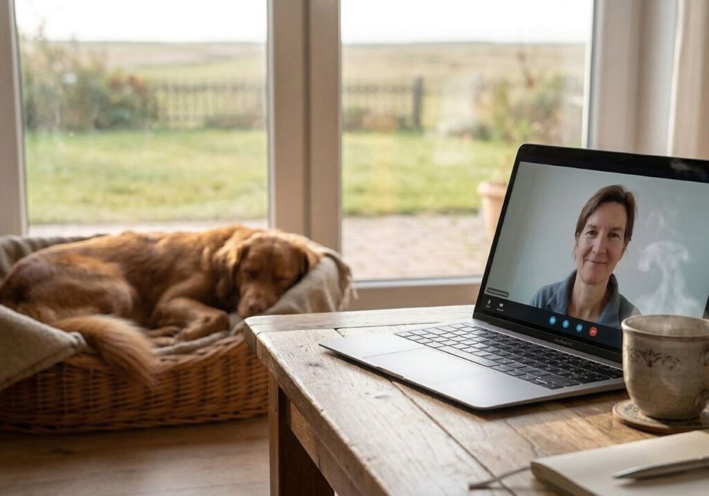 Online-Hundetraining am Laptop